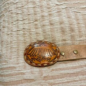 Brown Leather Belt with Ornate Buckle